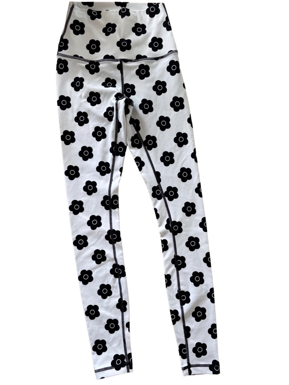 GIGI C White Leggings with Black Floral Print